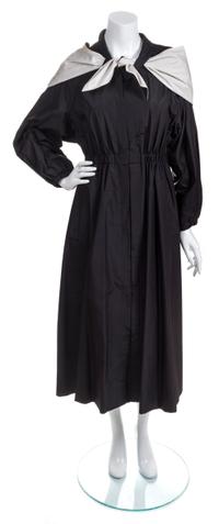 A Pauline Trigere Black Silk Trench Coat,