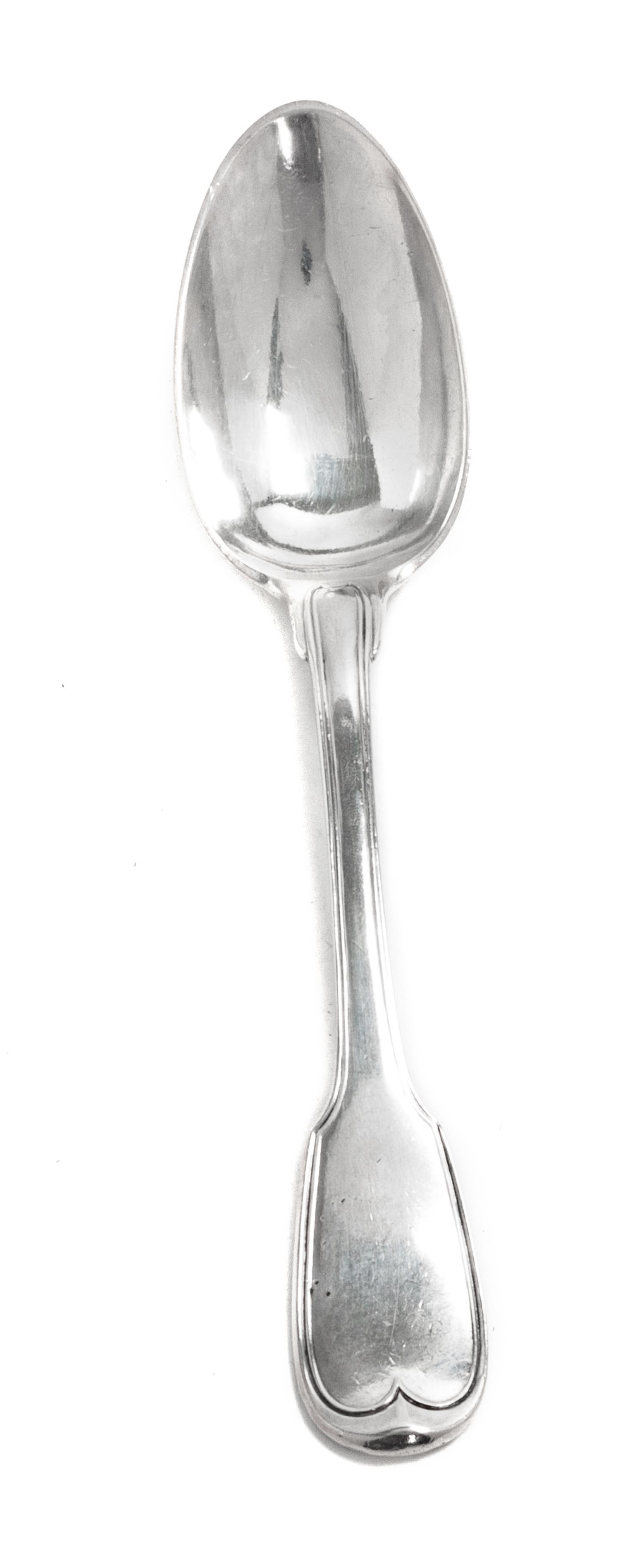 Two Austro-Hungarian Silver Tablespoons, 19th Century, the backs engraved with coats of arms.