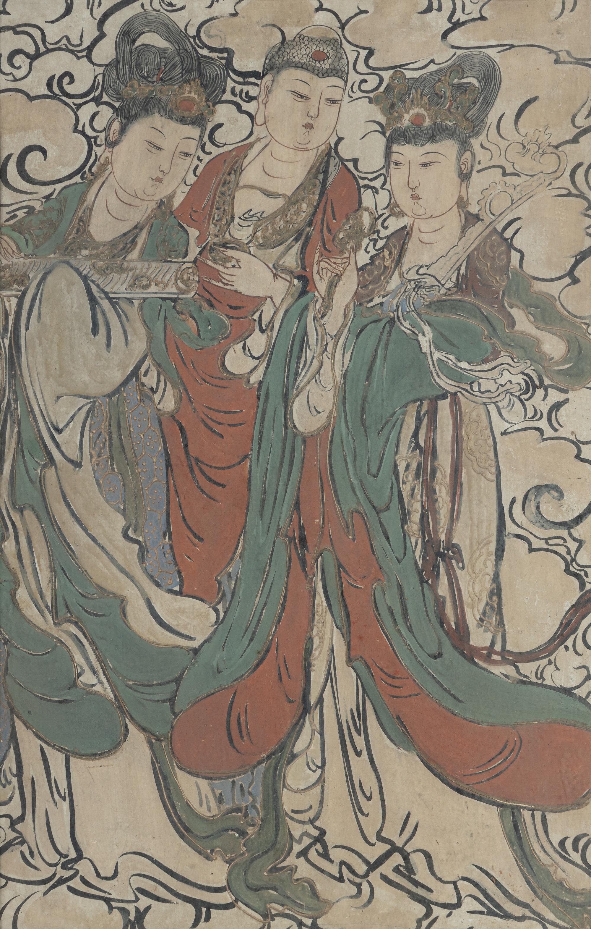 A Chinese Stucco Fresco Painting