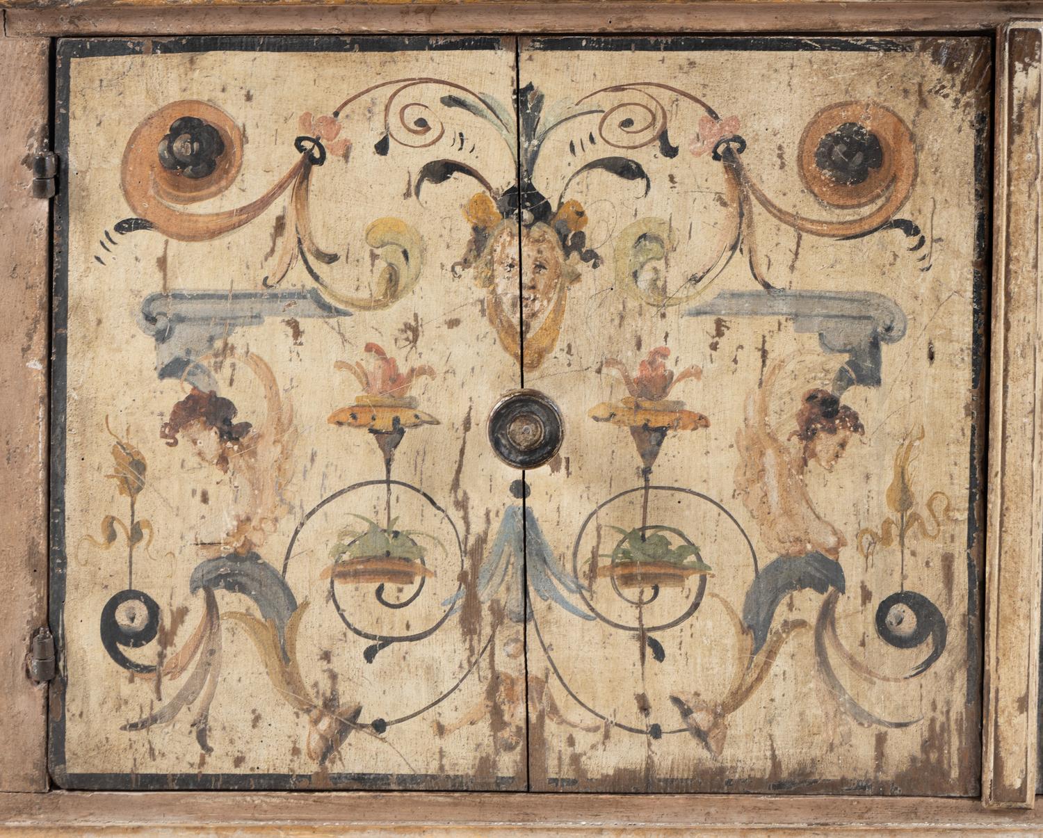 An Italian Painted Oak Console Cabinet