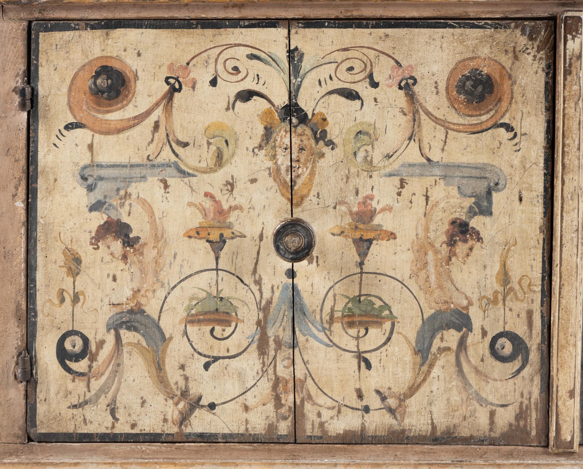 An Italian Painted Oak Console Cabinet