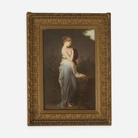 A KPM painted porcelain plaque depicting a Classical lady holding a Lekythos late 19th century