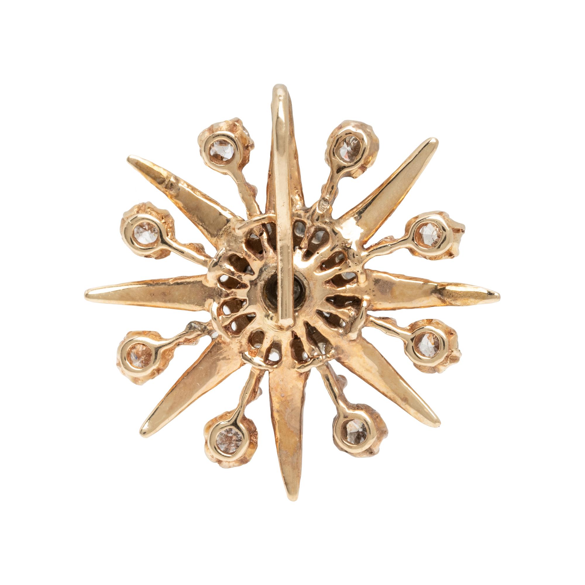 DIAMOND AND YELLOW GOLD STARBURST PENDANT