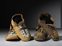 Arapaho Beaded Hide Moccasins, Two Pairs