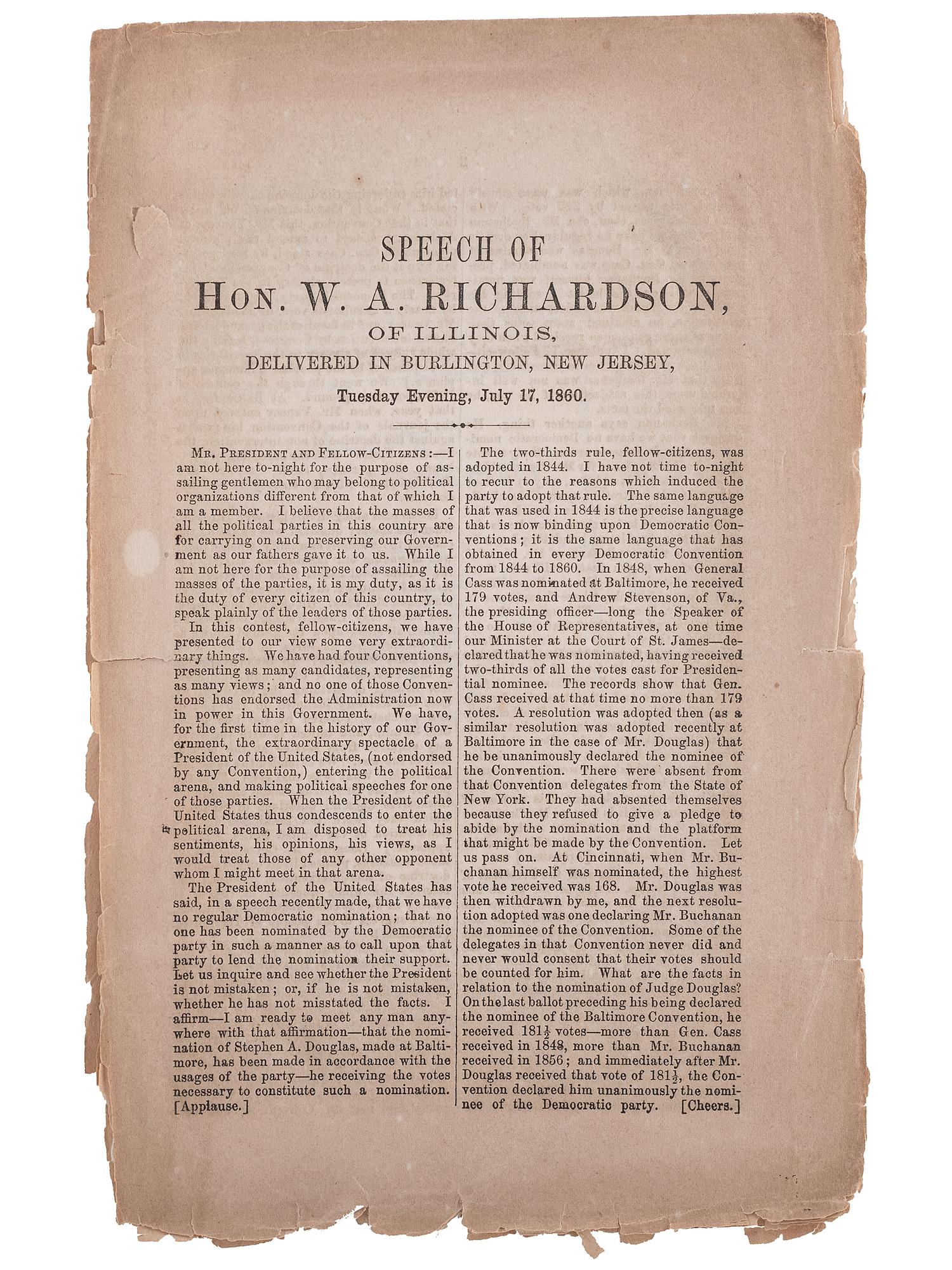 [SLAVERY & ABOLITION]. A group of Stephen Douglas pamphlets related to enslavement, comprising: