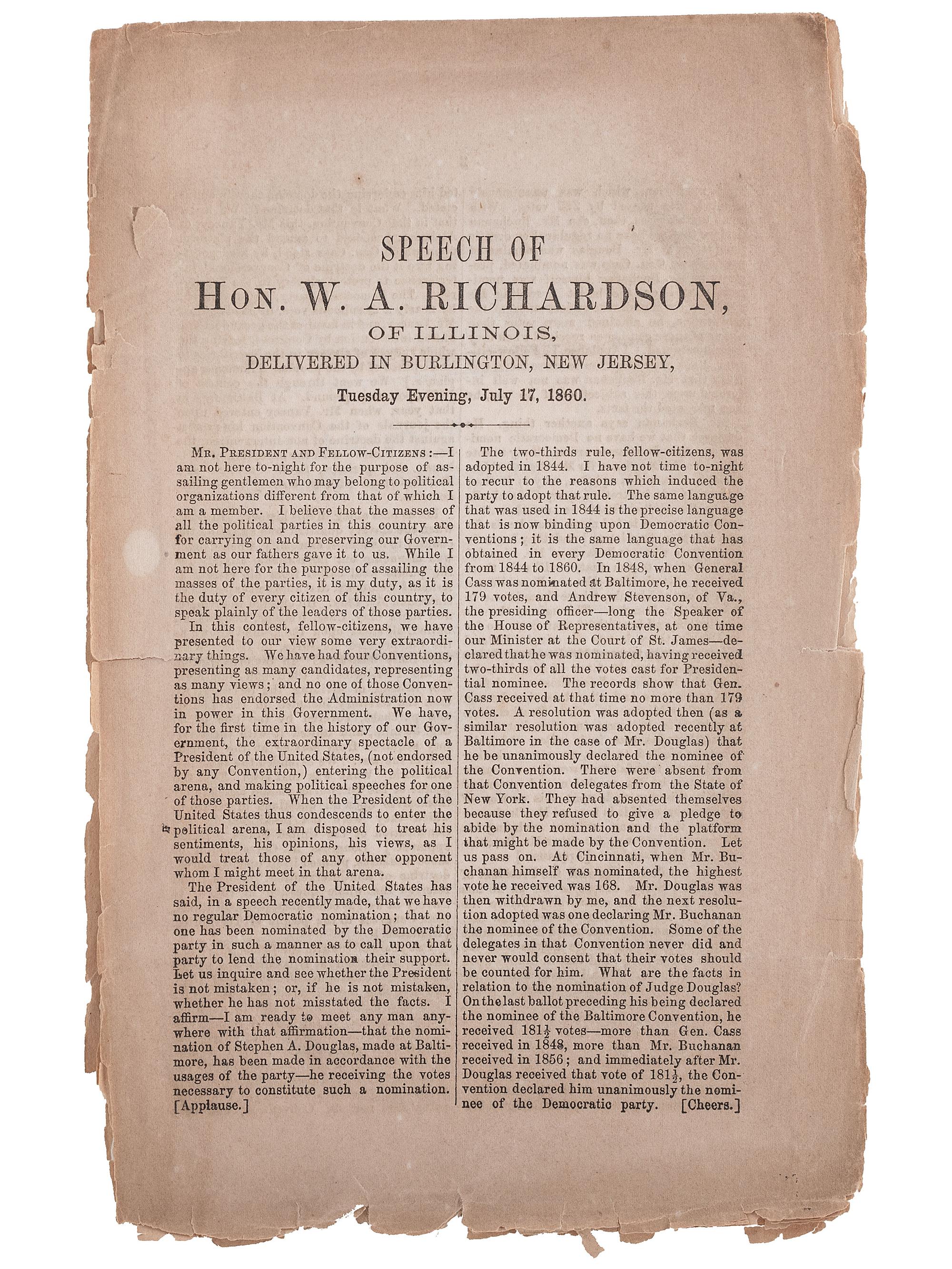 [SLAVERY & ABOLITION]. A group of Stephen Douglas pamphlets related to enslavement, comprising: