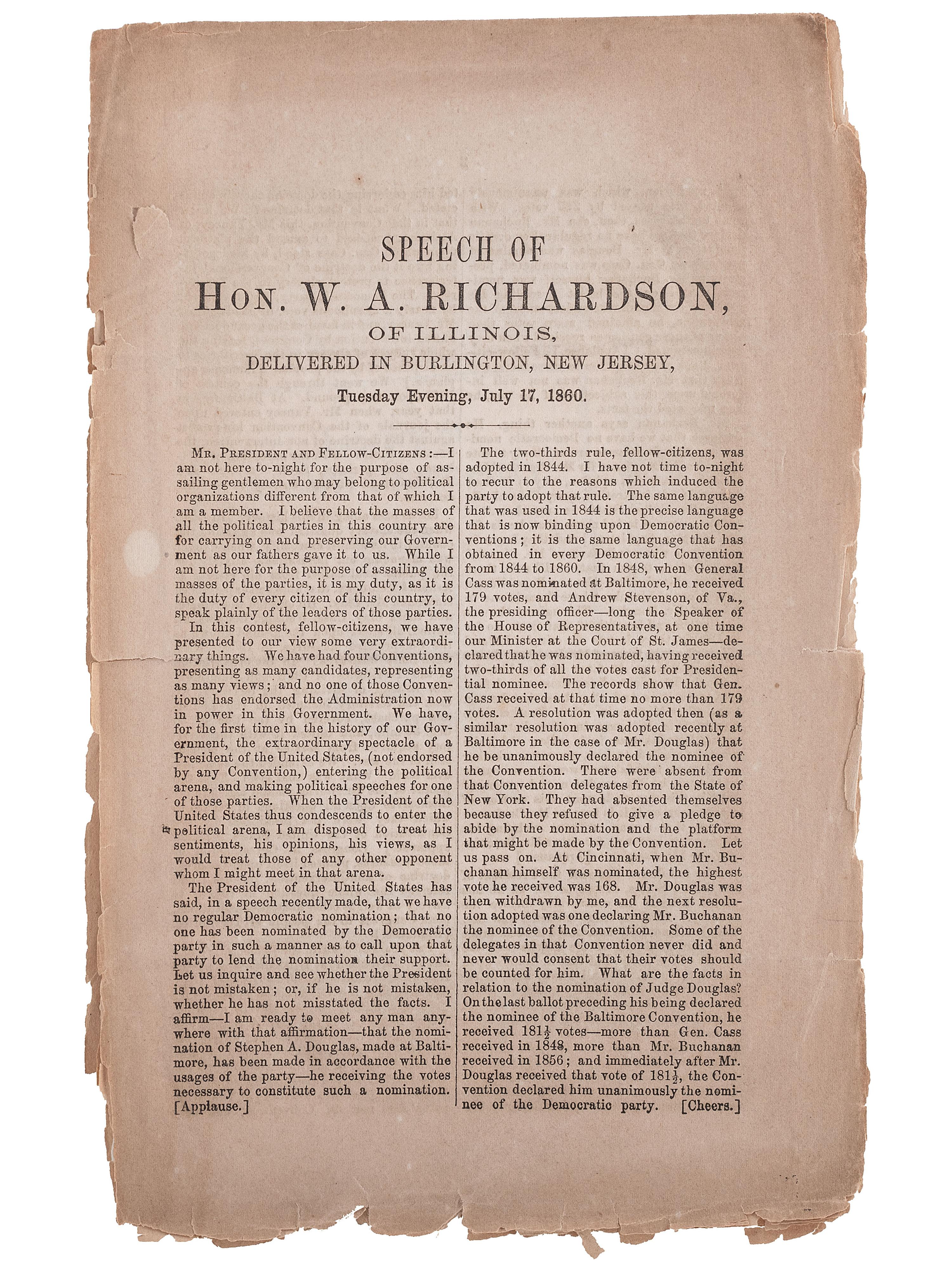 [SLAVERY & ABOLITION]. A group of Stephen Douglas pamphlets related to enslavement, comprising: