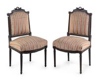 A Pair of Louis XVI Carved Oak Side Chairs
