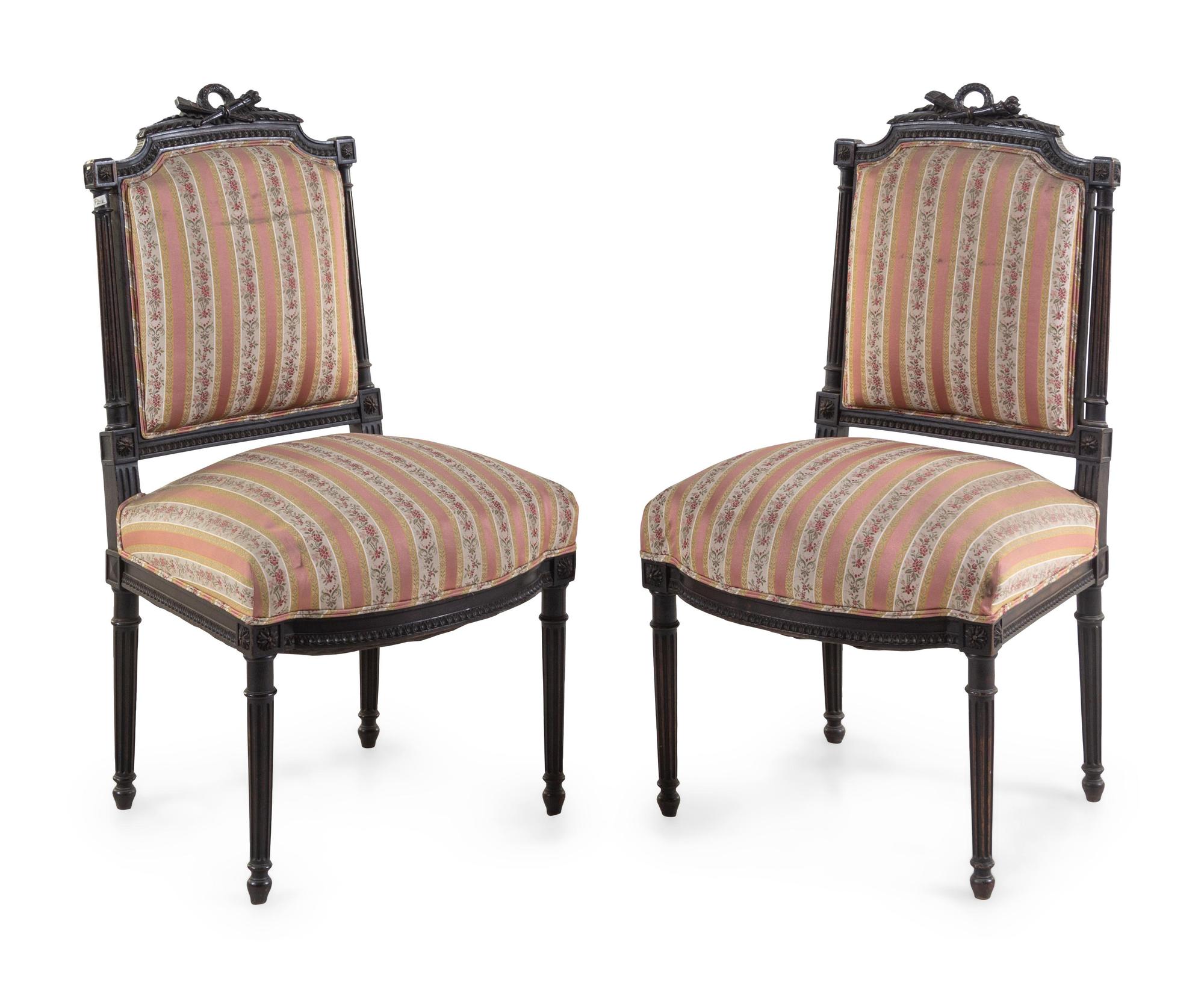 A Pair of Louis XVI Carved Oak Side Chairs