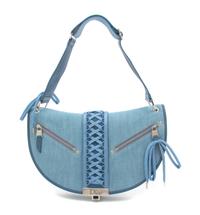 A Christian Dior Light Denim Corset Saddle Handbag, 10.5" x 5.75" x 1.5".