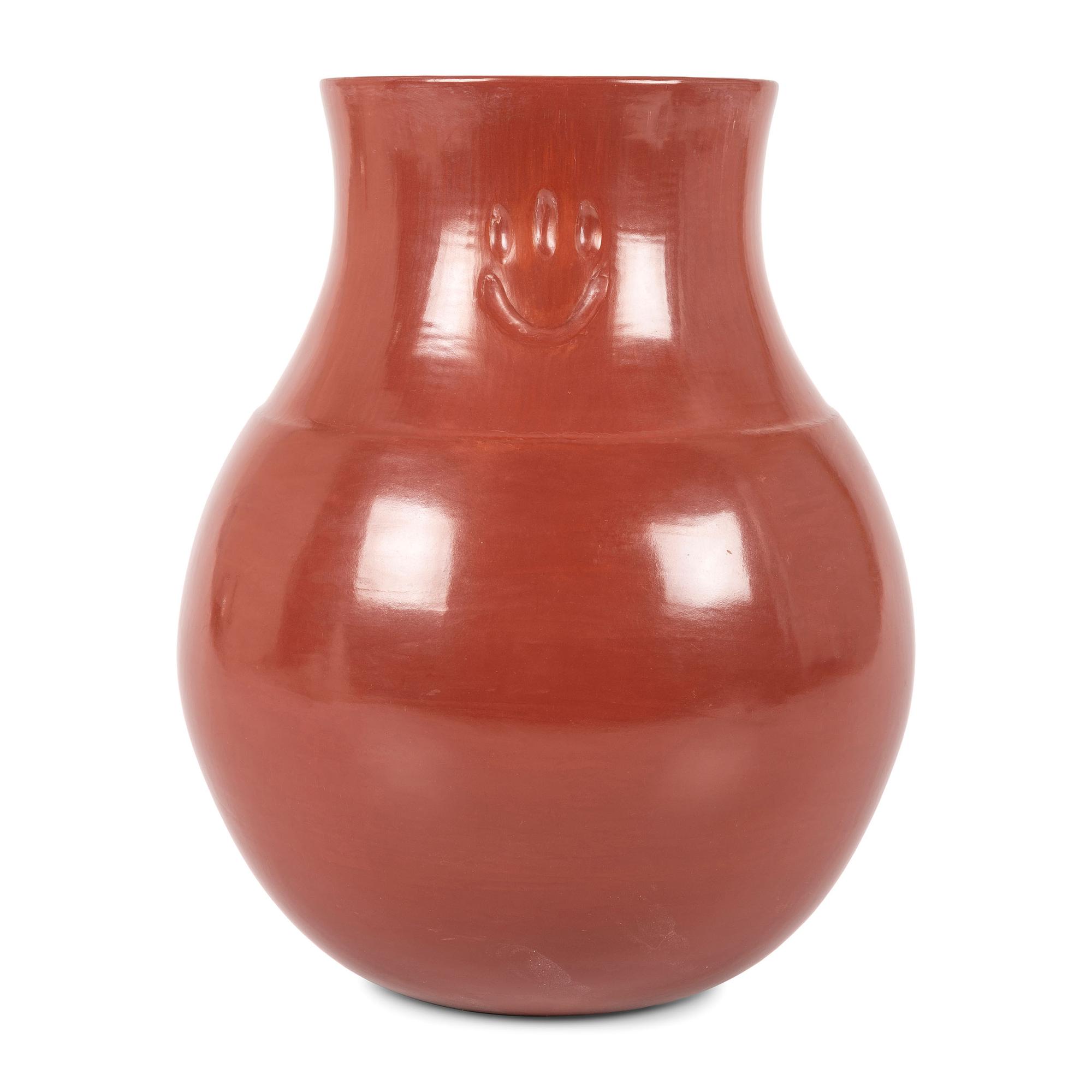 Polished Redware Pottery Jar, with Two Incised Bear Paws