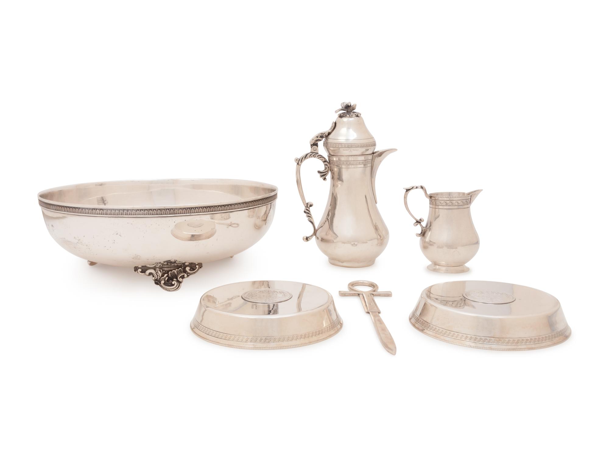 A Group of Four Egyptian Silver Table Articles
