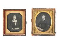 [EARLY PHOTOGRAPHY]. A pair of sixth plate daguerreotype portraits of women with facial abnormalities, comprising: