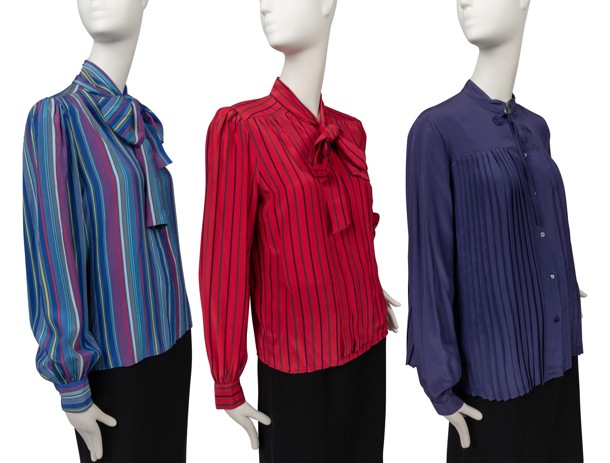 Three Blouses, Gucci, Saint Laurent and Adolfo, 1980s