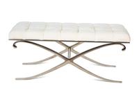 A Contemporary Curule-Form Chrome and Upholstered Bench — 20TH CENTURY