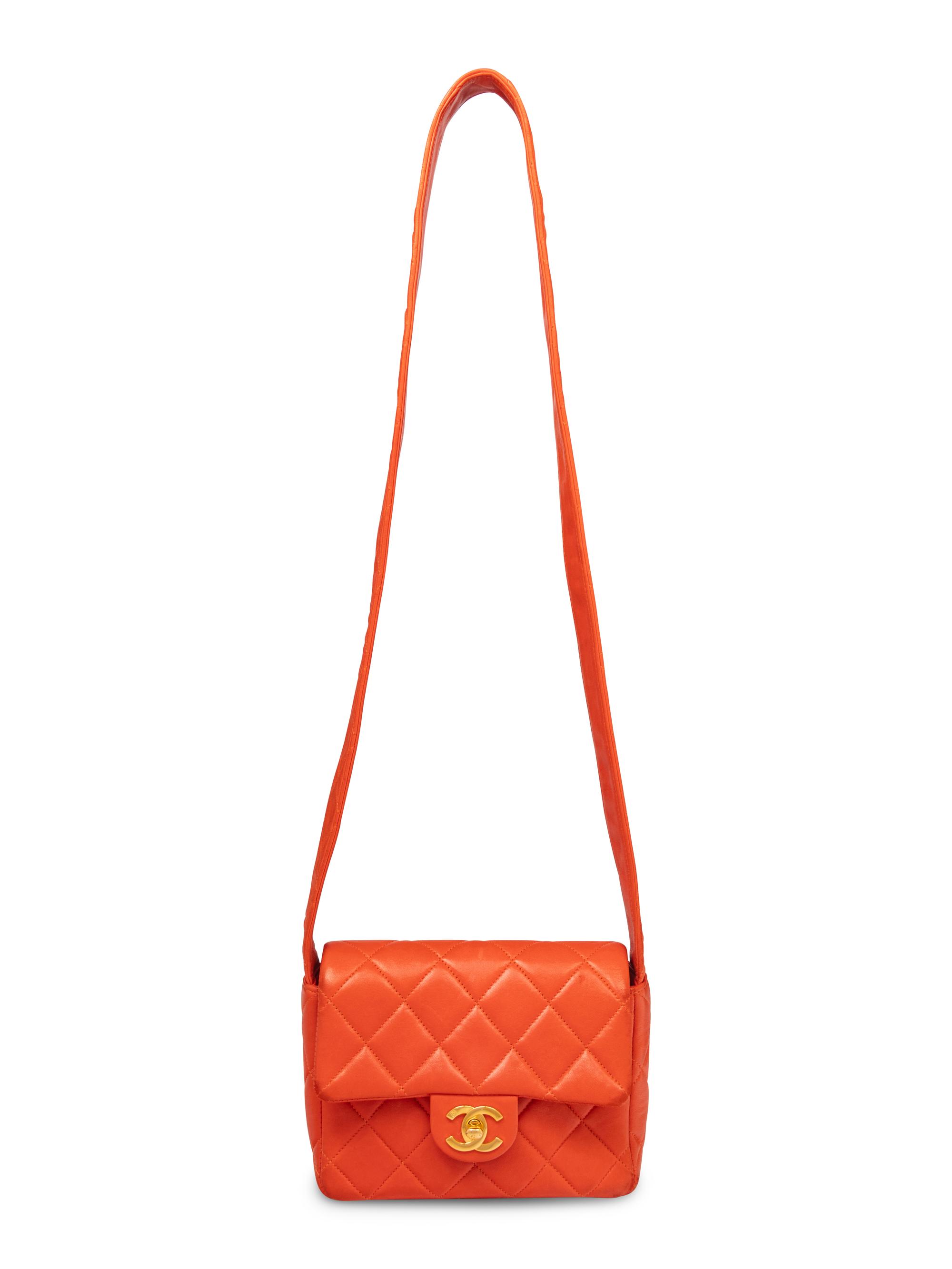 Chanel Quilted Crossbody Bag in Coral Lambskin