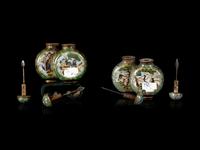 Two Chinese Cloissoné Enameled Double Snuff Bottles