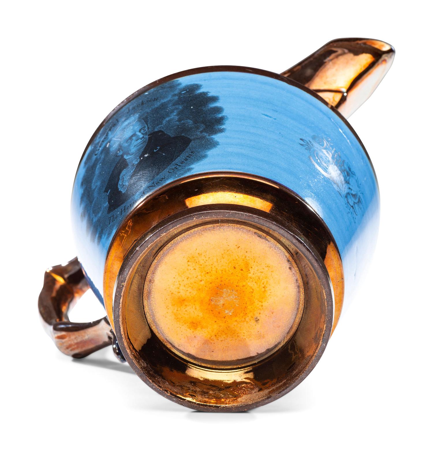 A Staffordshire Transfer-Printed Copper Lustre 'General Jackson Hero of New Orleans' Pitcher