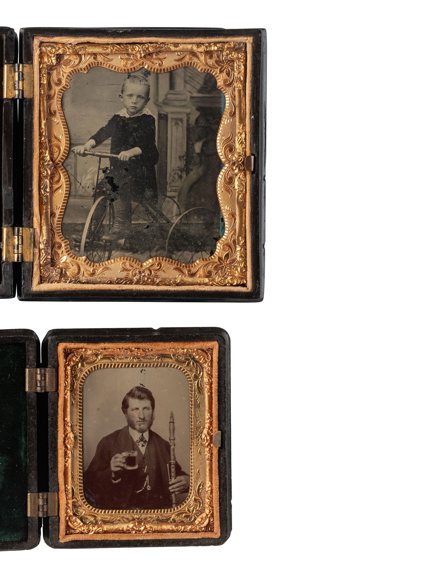 [EARLY PHOTOGRAPHY]. 9 cased images featuring interesting subjects, all housed in Union cases.