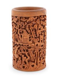Four Chinese Bamboo Brush Pots, Bitong