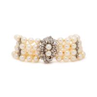 COLLECTION OF CULTURED PEARL AND DIAMOND BRACELETS