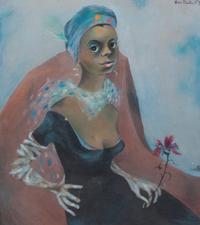 Karl Priebe, (Wisconsin, 1914-1976), Lady with Pink, 1957