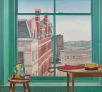 Linda Etcoff (American, b. 1971), Interior/Exterior with Umbrella and Hat