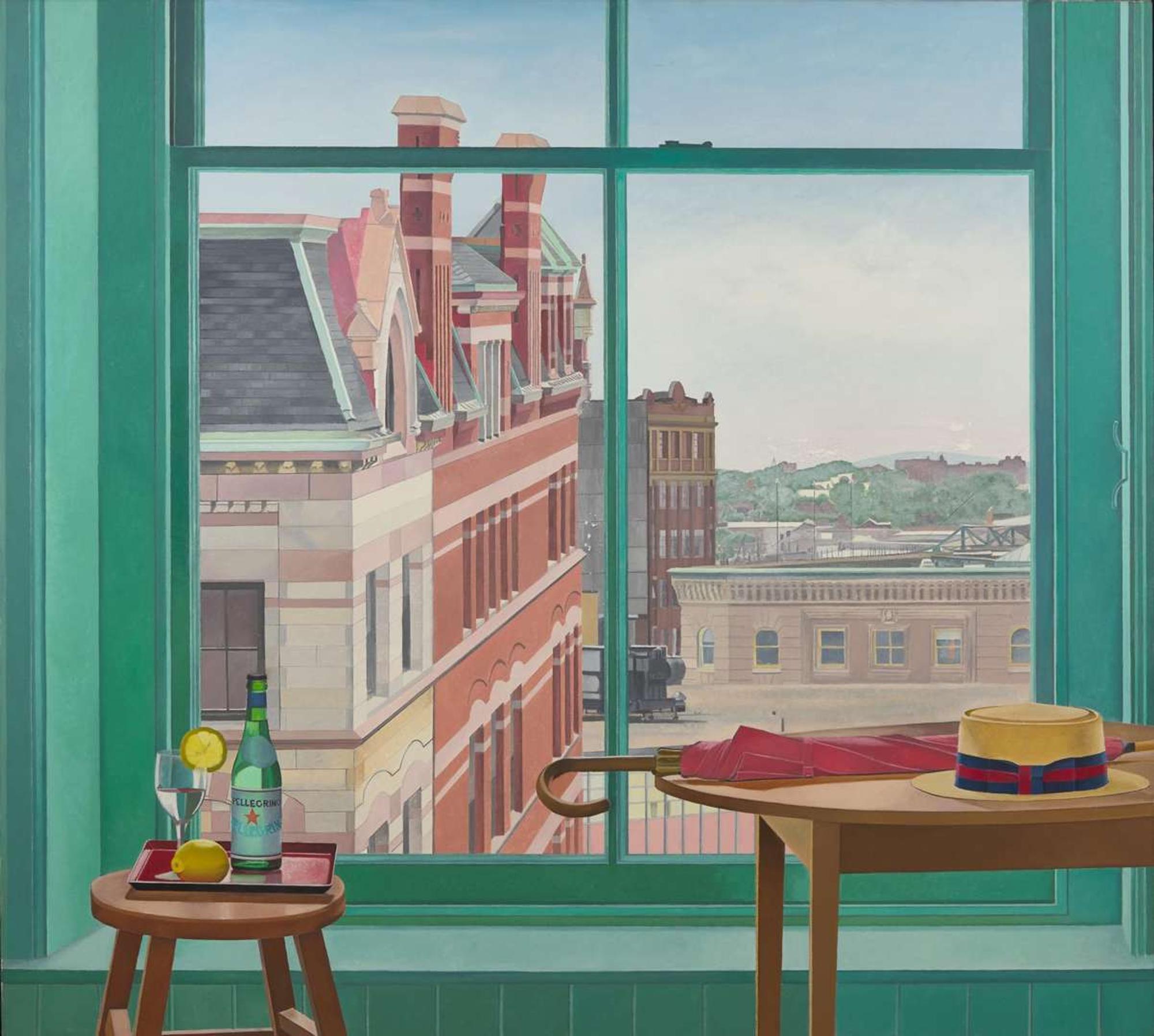 Linda Etcoff (American, b. 1971), Interior/Exterior with Umbrella and Hat