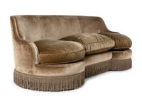 A Custom Velvet-Upholstered Reniform Sofa with Bullion Fringe