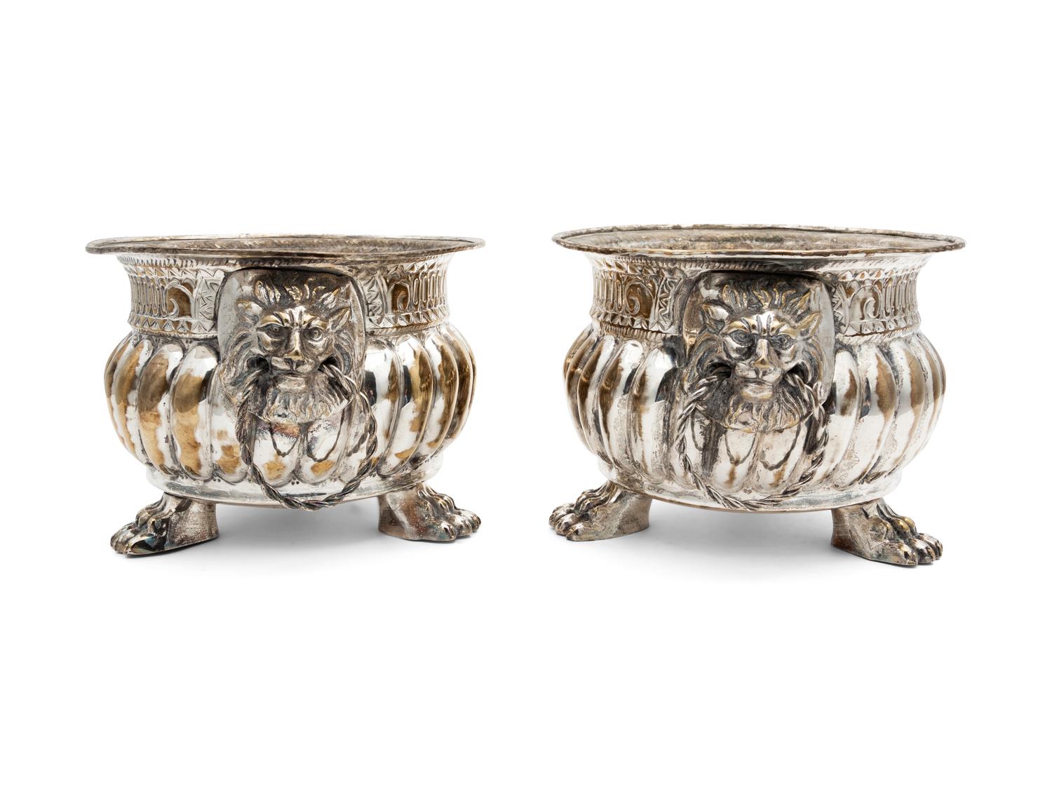 A Pair of Silver-plate Cache Pots