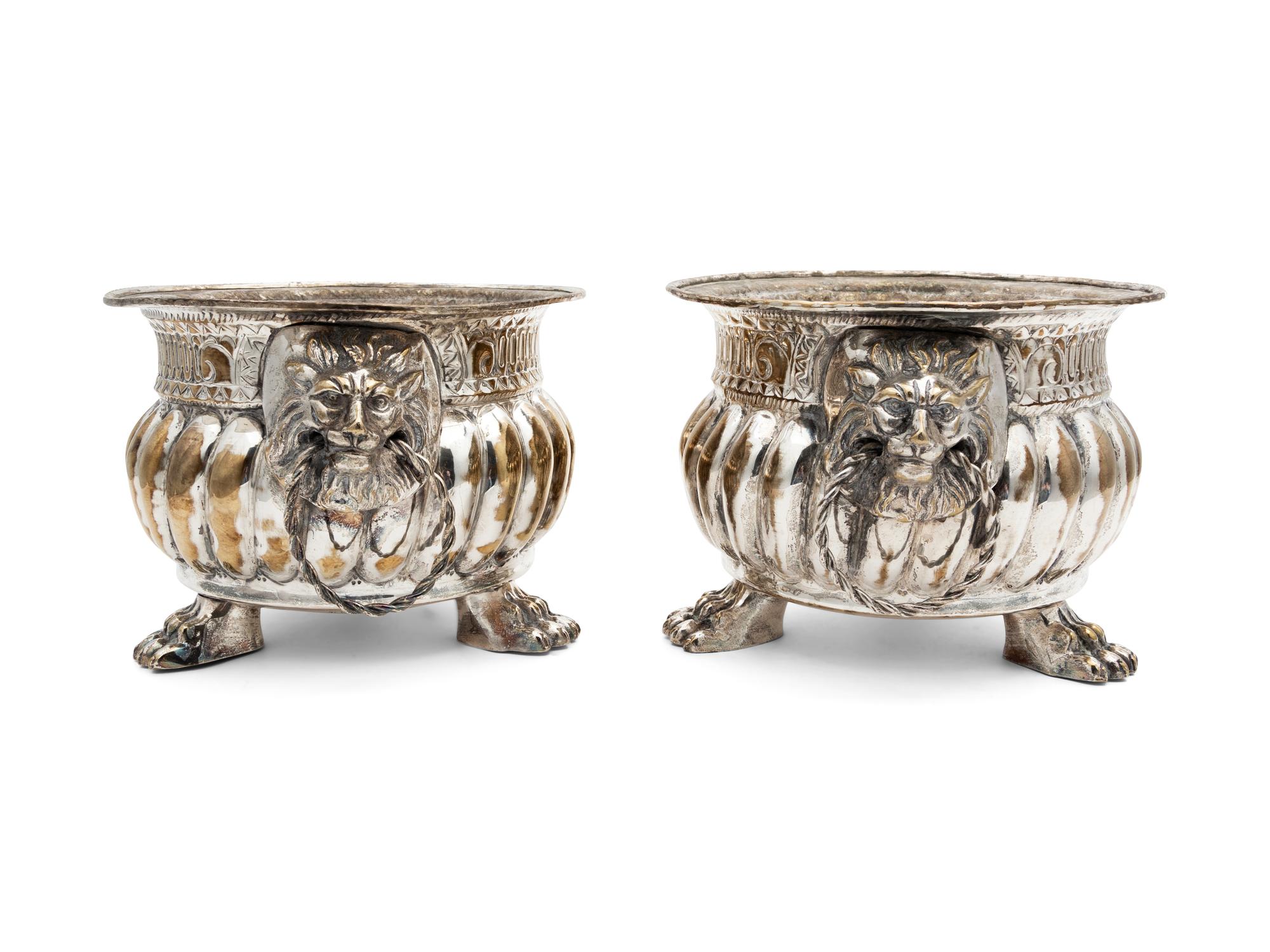 A Pair of Silver-plate Cache Pots