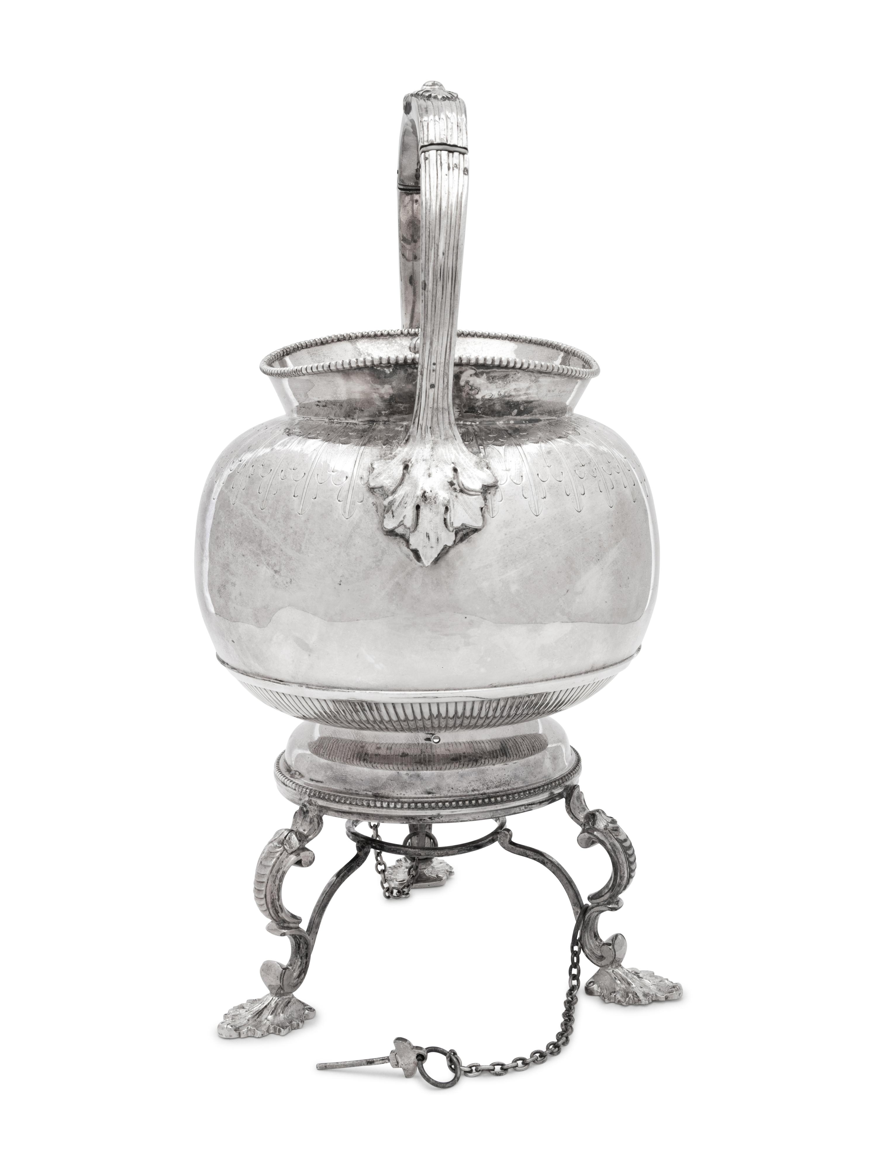 A Victorian Silver-Plate Kettle on Lampstand
