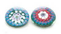 Peter Holmes, (Scottish), two concentric millefiori paperweights