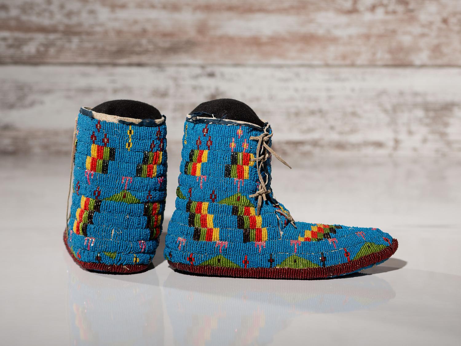 Sioux Fully Beaded Hightop Moccasins