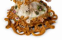 A Pair of Louis XV Style Gilt-Bronze and Porcelain Three-Light Candelabra