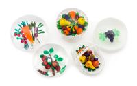 Five Glass Paperweights Diameter of largest 3 1/2 inches