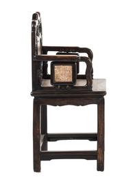 A Chinese Carved Hardwood Four-Piece Furniture Suite