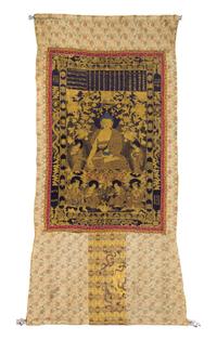 A Set of Seven Chinese Imperial Brocade Thangka QING DYNASTY Approximately 61 1/2 x 36 1/2 inches. — QING DYNASTY