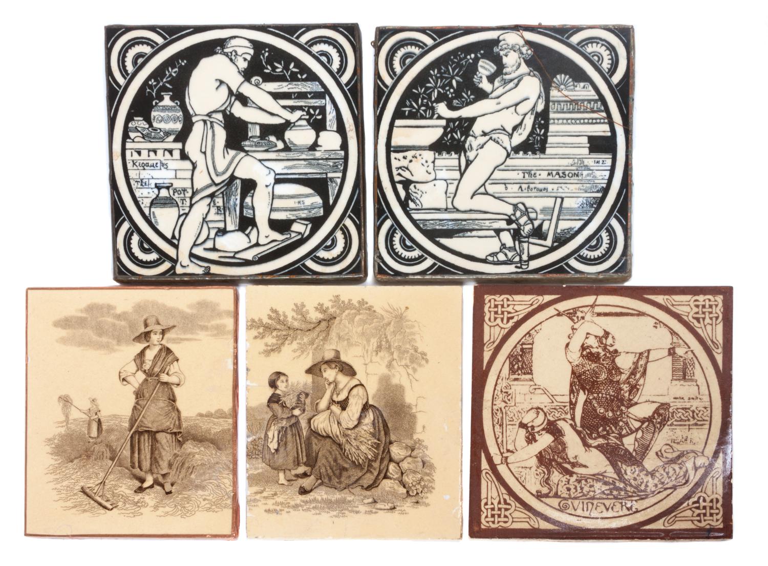 A Collection of Ten Pottery Tiles Largest: 11 1/2 x 8 inches.