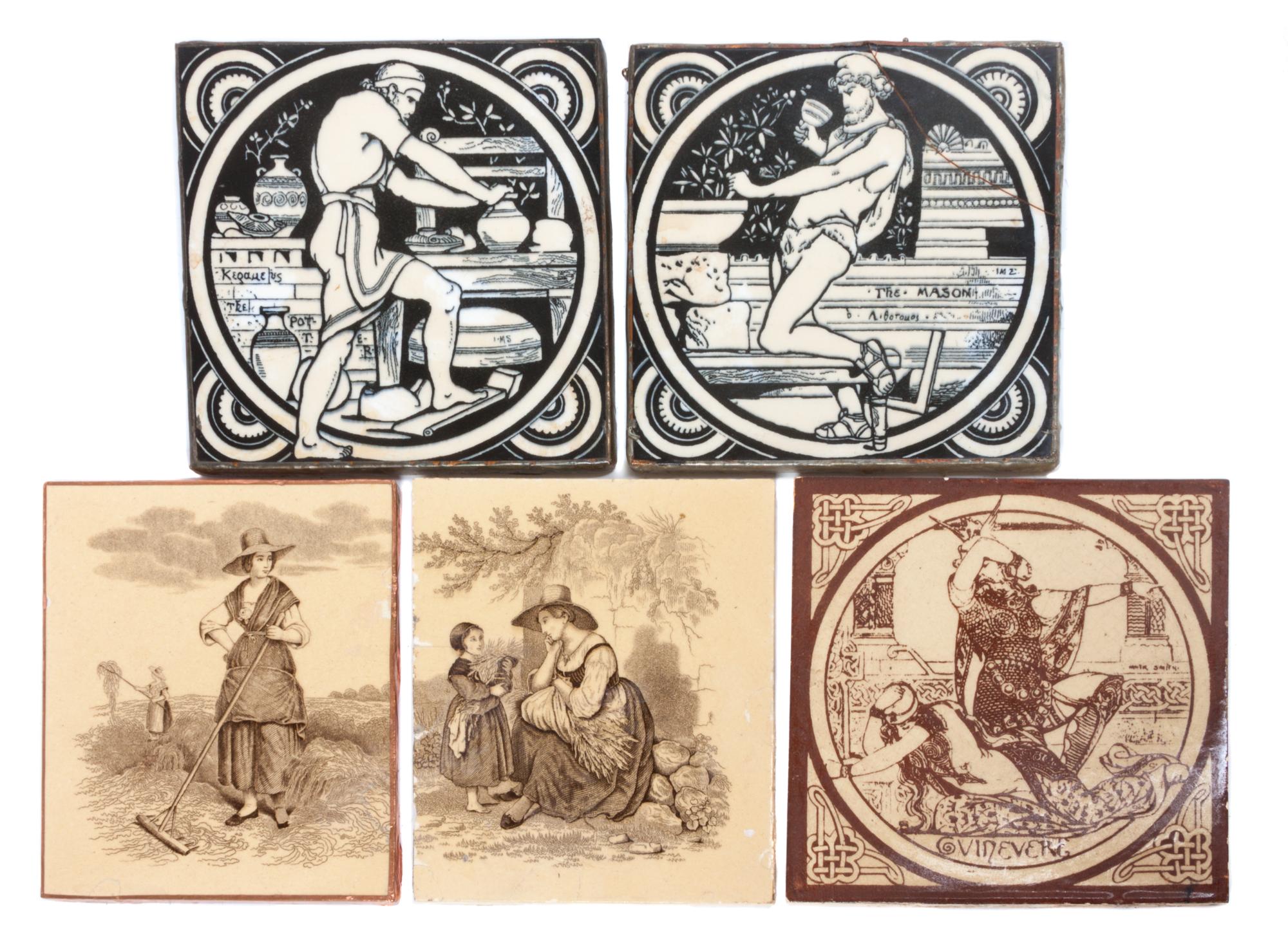 A Collection of Ten Pottery Tiles Largest: 11 1/2 x 8 inches.