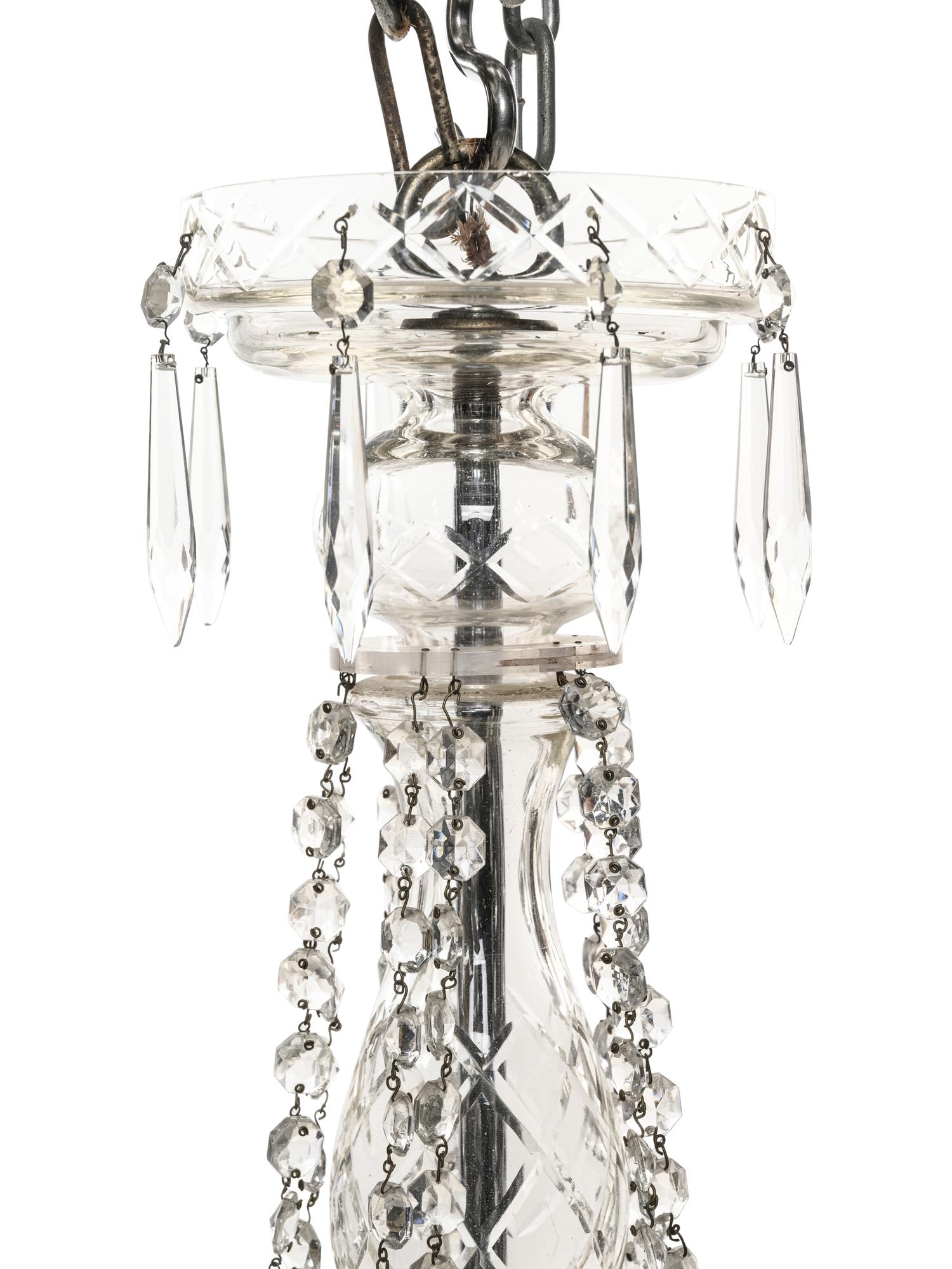 A Georgian Style Cut Glass Six-Light Chandelier
