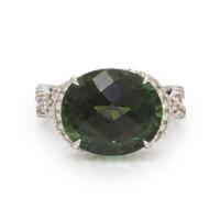 Green Tourmaline, Diamond, and White Gold Ring