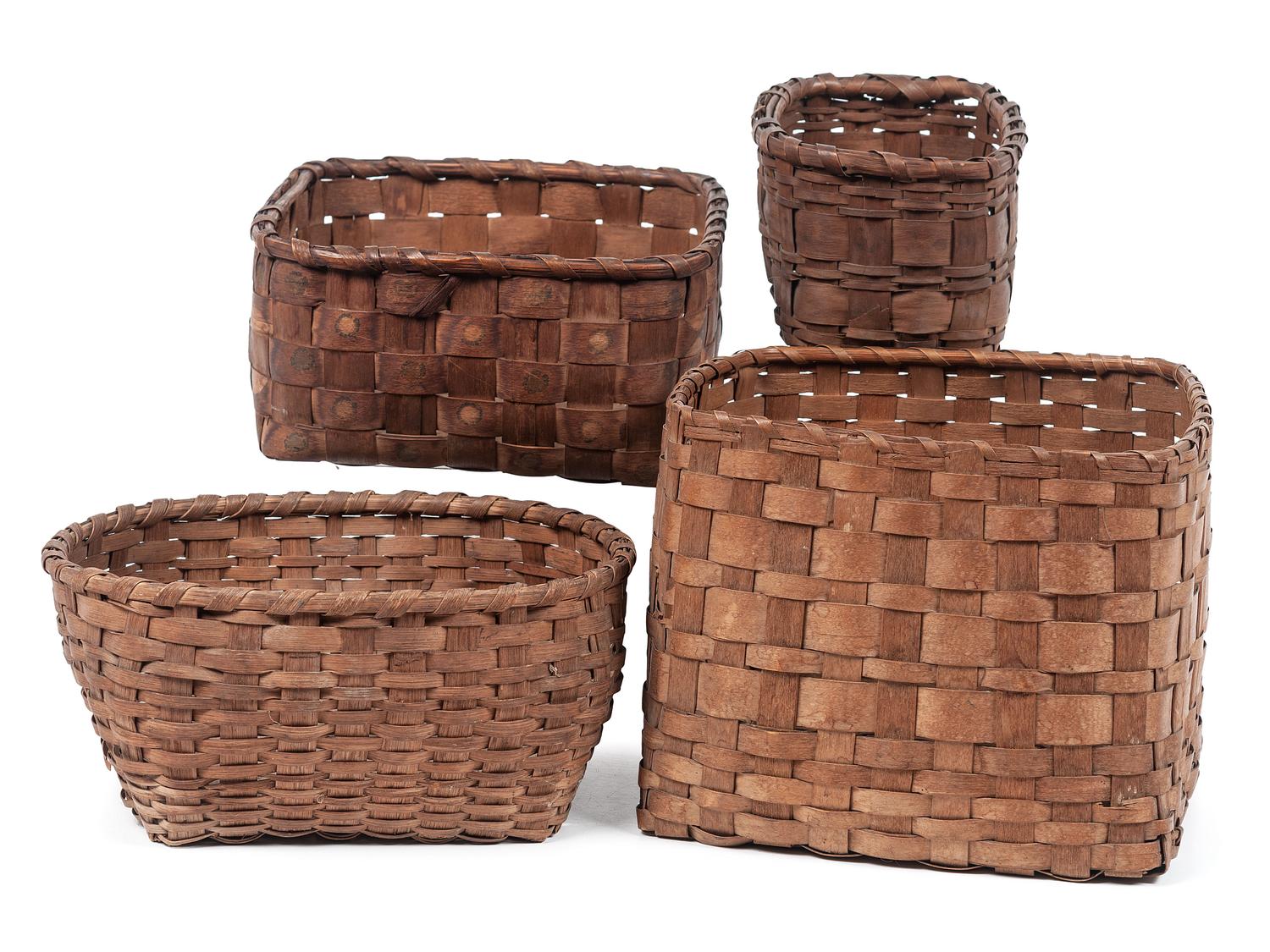 Northeastern Split Ash Baskets, with Potato Stamped Decorations