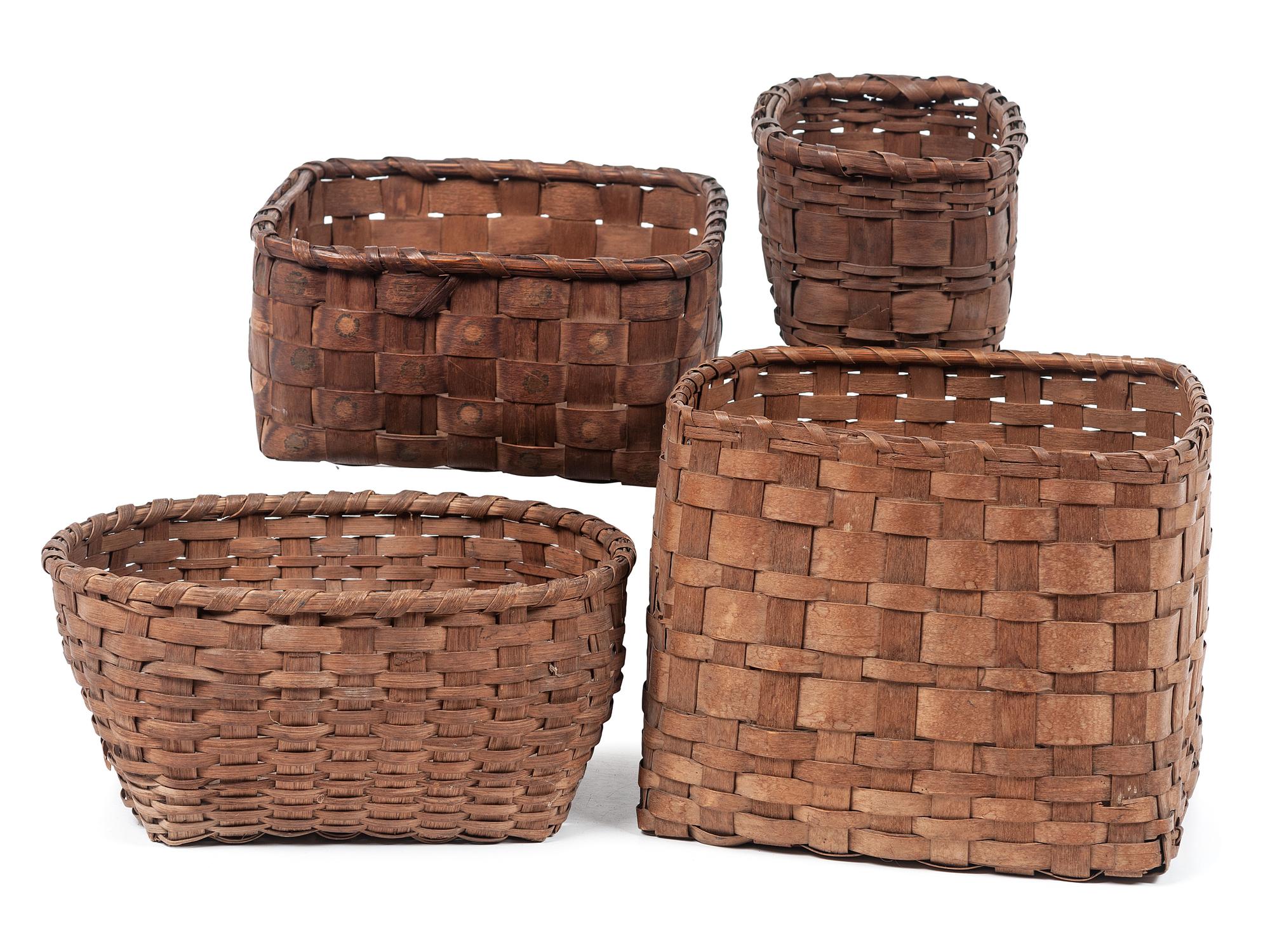 Northeastern Split Ash Baskets, with Potato Stamped Decorations