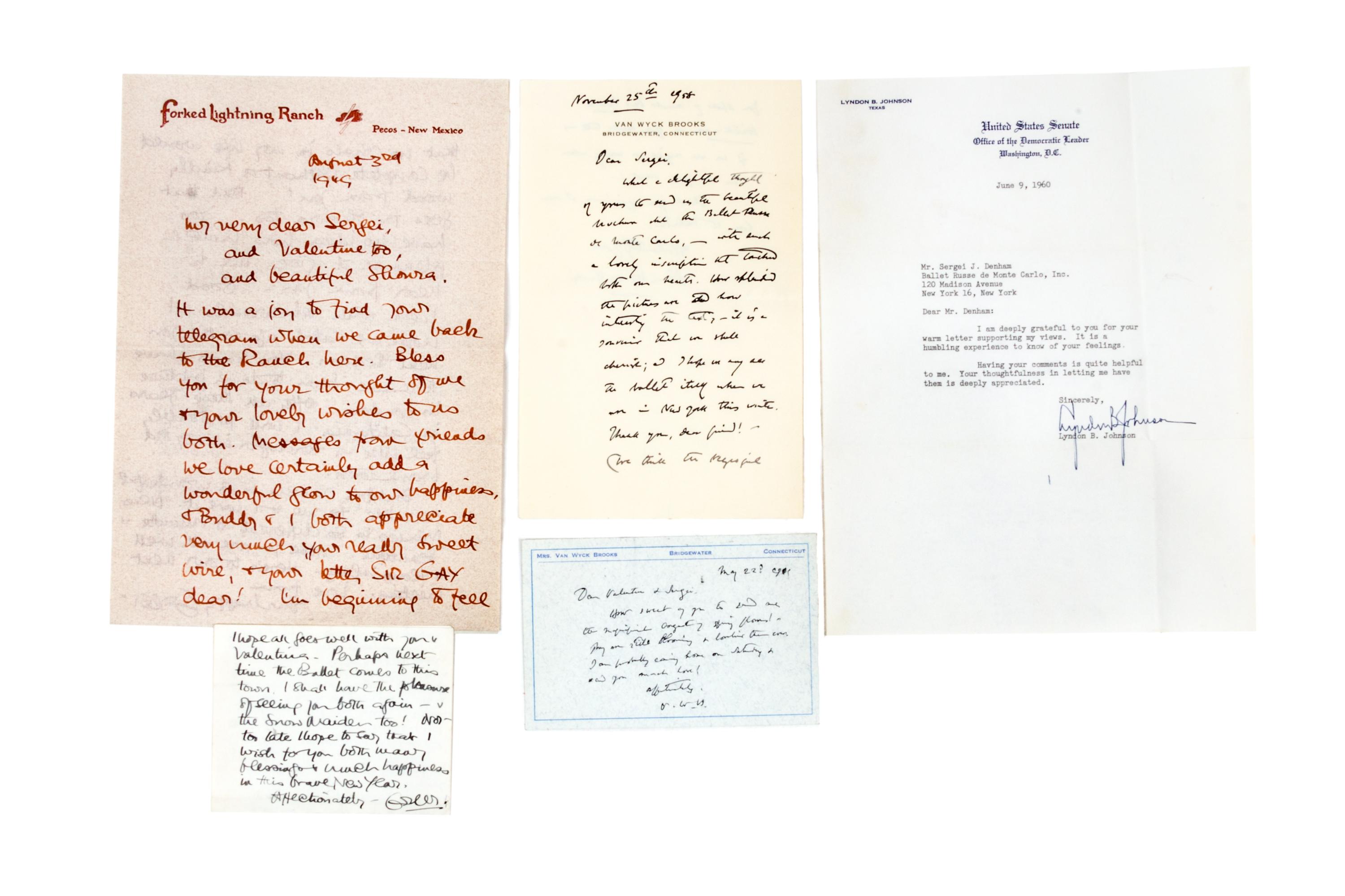 (BALLET RUSSE) BERMAN, EUGENE A costume design together with correspondence pertaining to the Ballet Rouse.