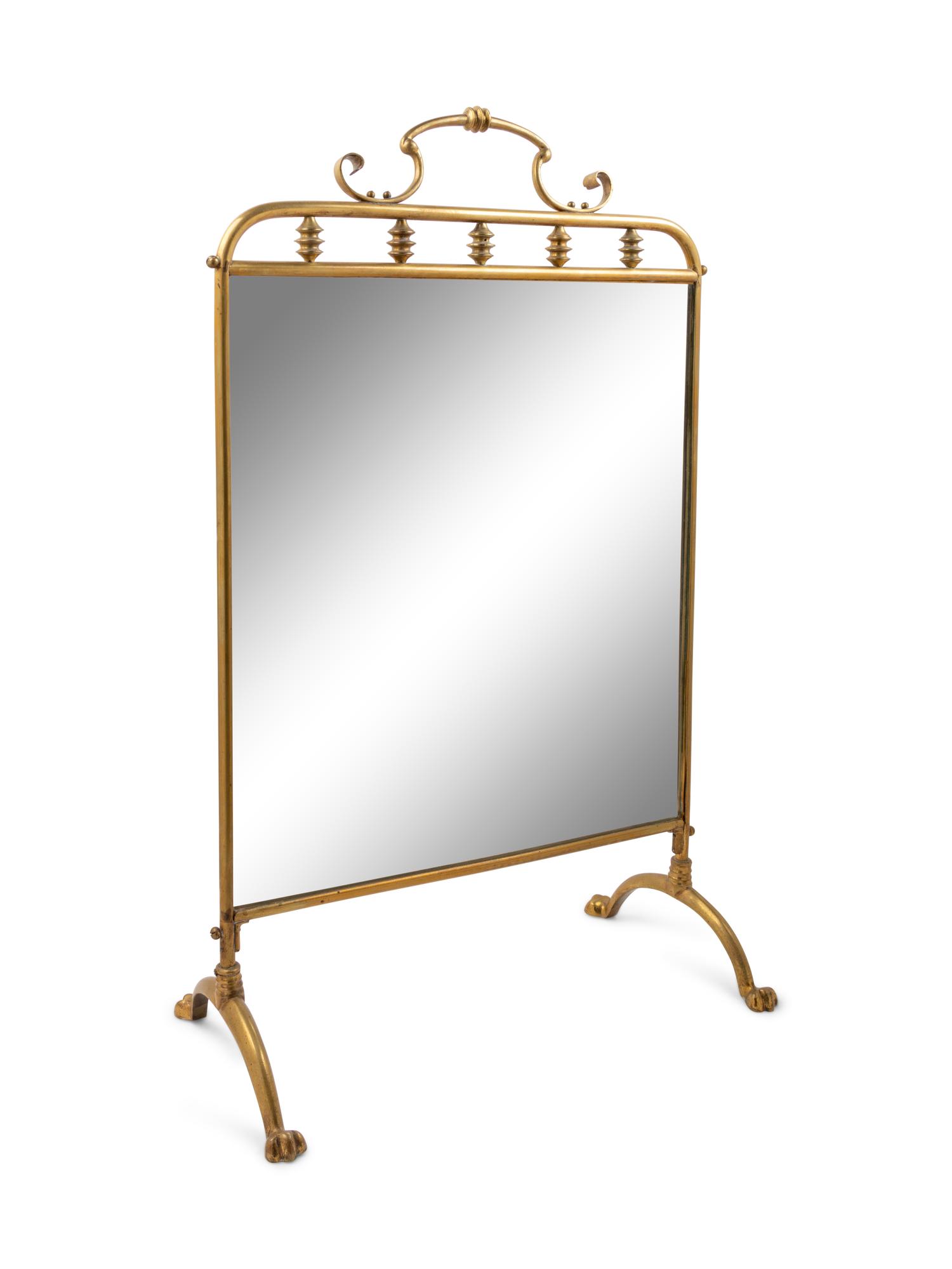 A Victorian Style Mirrored Brass Firescreen