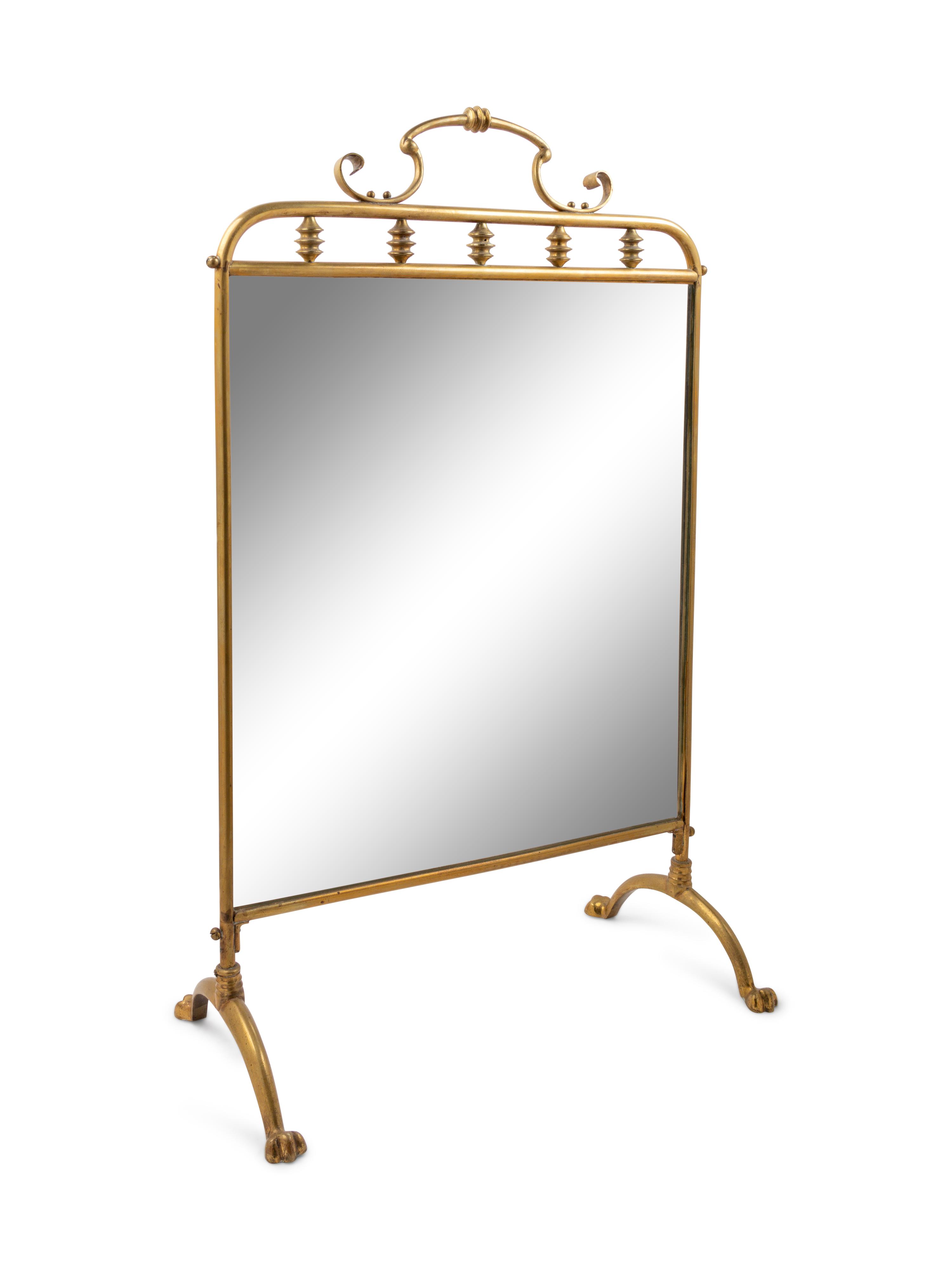 A Victorian Style Mirrored Brass Firescreen