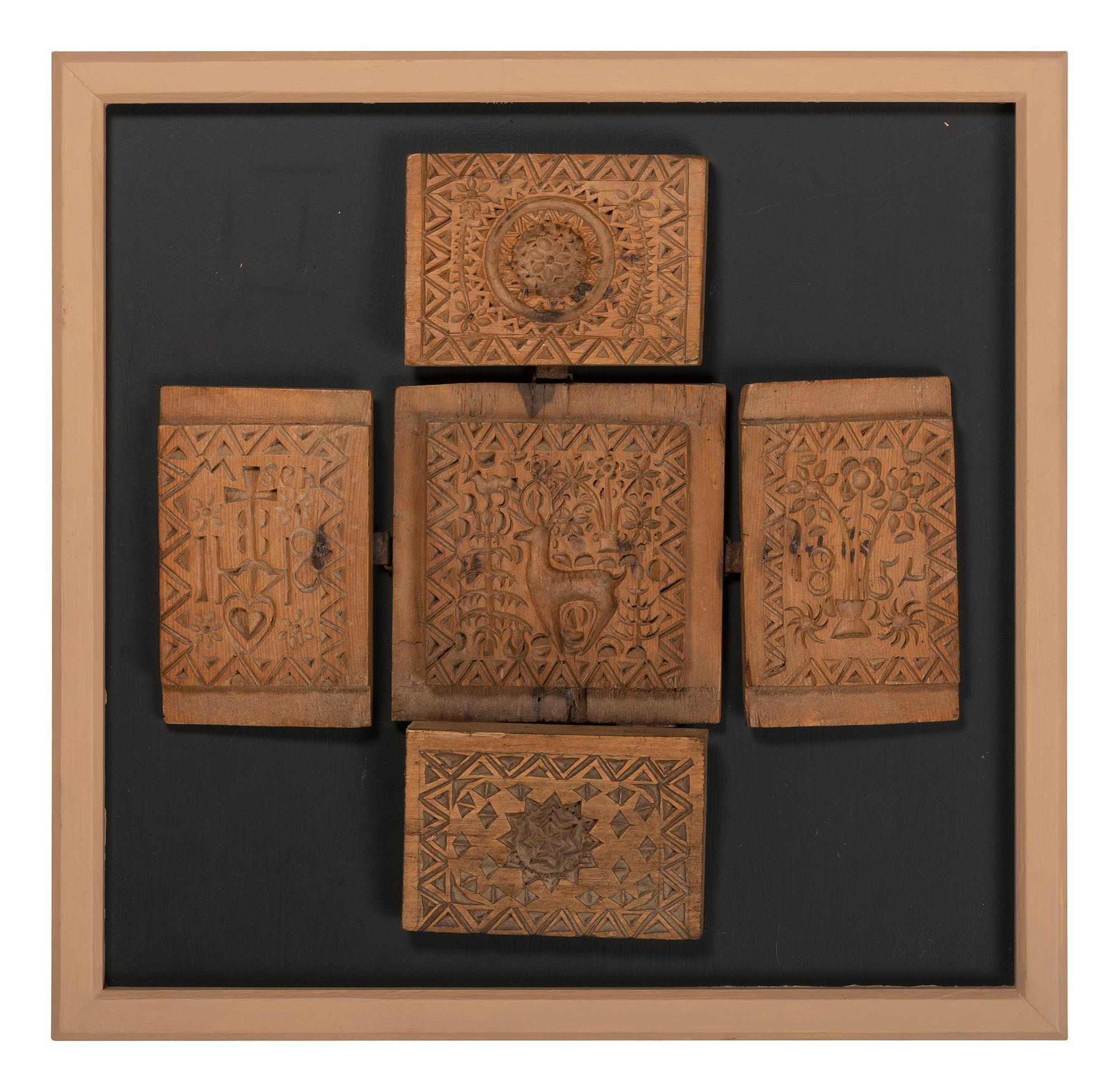 A Group of Wooden Biscuit or Cookie Molds