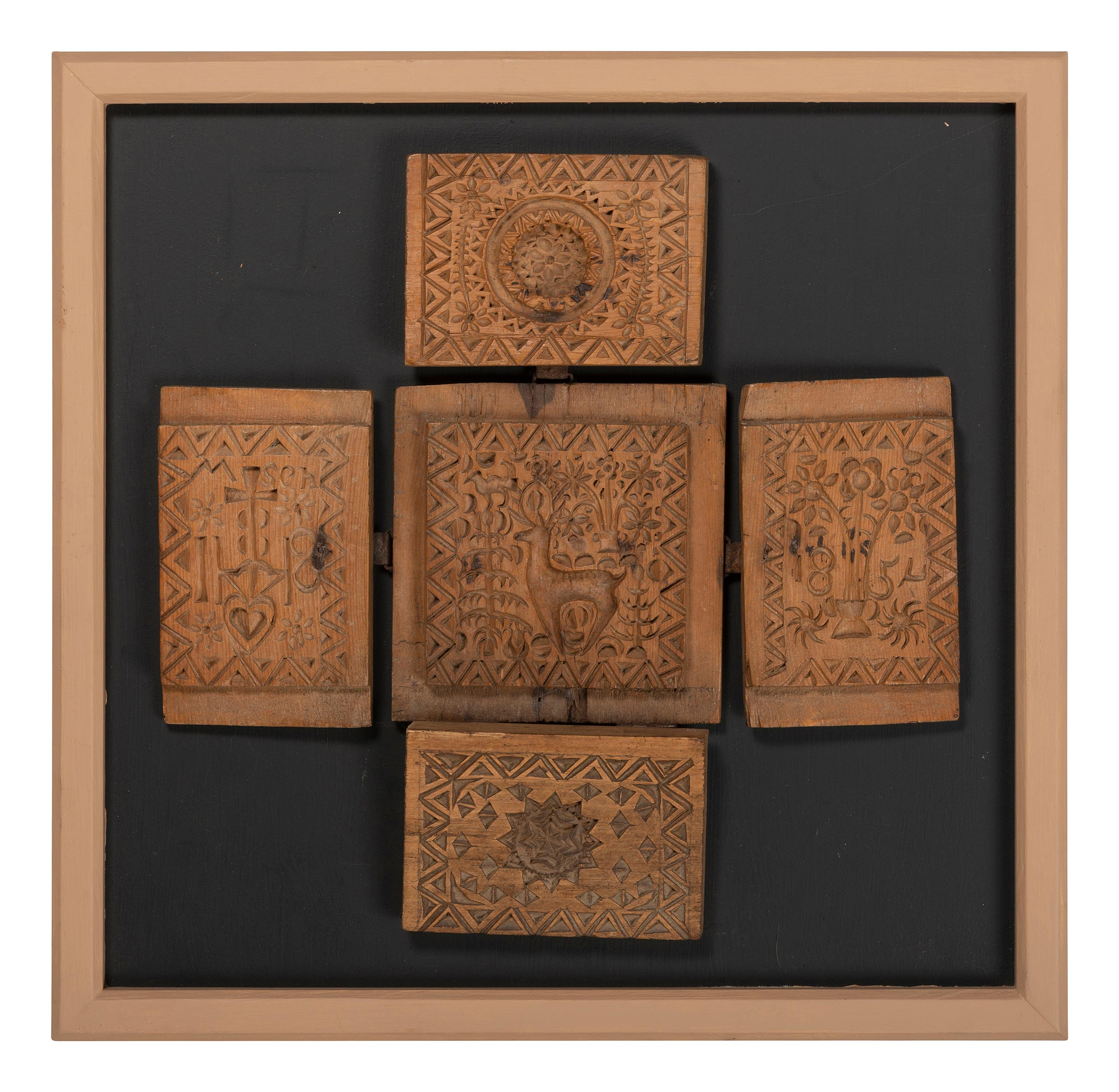 A Group of Wooden Biscuit or Cookie Molds
