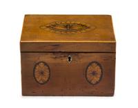 An English Marquetry Tea Caddy Width 7 1/2 inches. — 19TH CENTURY